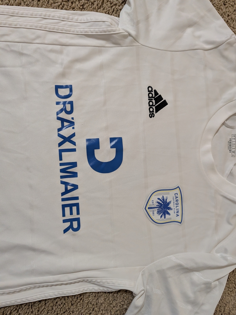 Adidas Aeroready Small White Carolina DRÄXLMAIER Soccer Jersey #4 - Picture 4 of 9